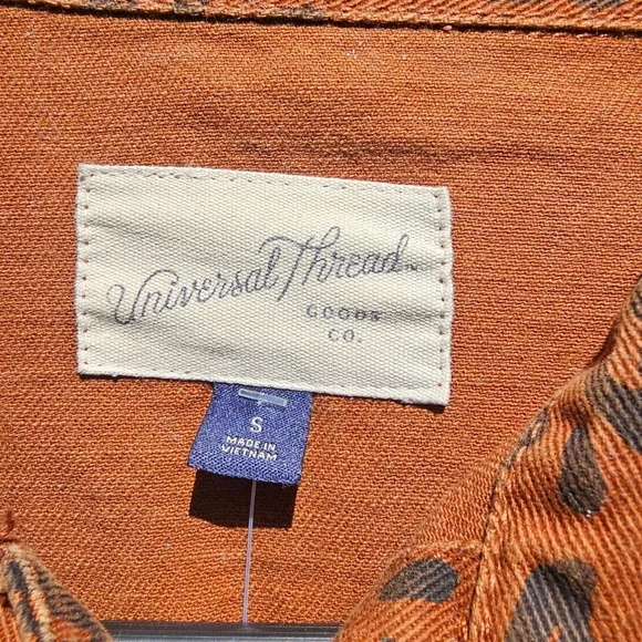 Universal Thread Orange Leopard Print Jean Jacket - Picture 5 of 7